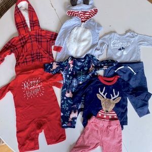 9 Piece Holiday Baby Outfits Christmas Winter 0-3 months Cat & Jack baby Gap